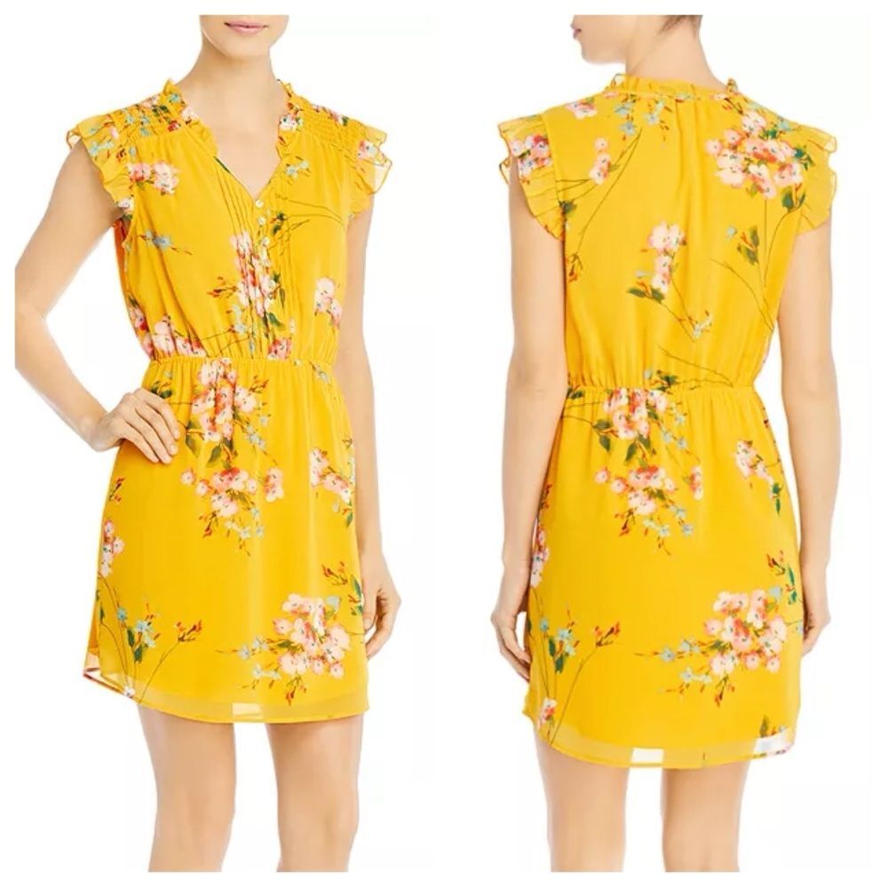 NWT Daniel Rainn Corwin Smock Detail Yellow Gold Floral dress size 3X